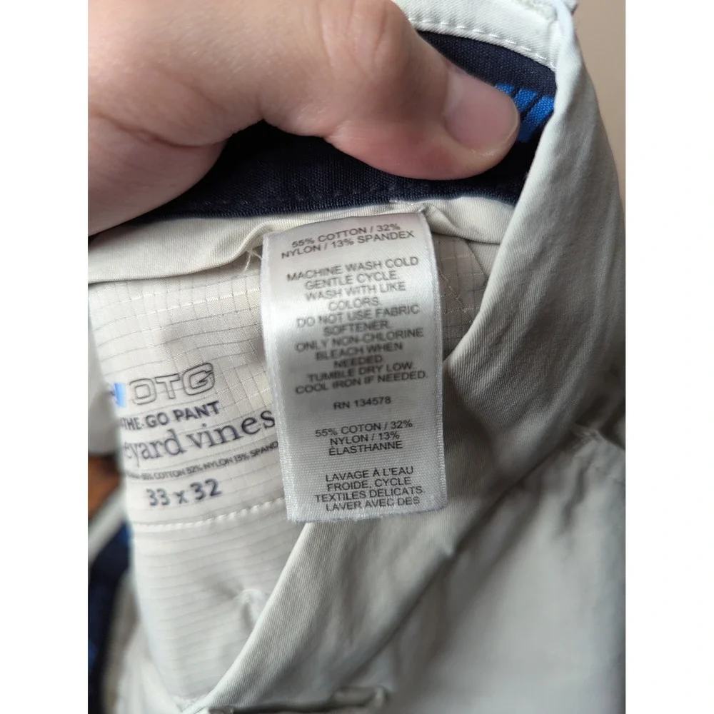 Vineyard Vines On-The-Go Pants Men 33x32 Khaki Chino Performance Stretch